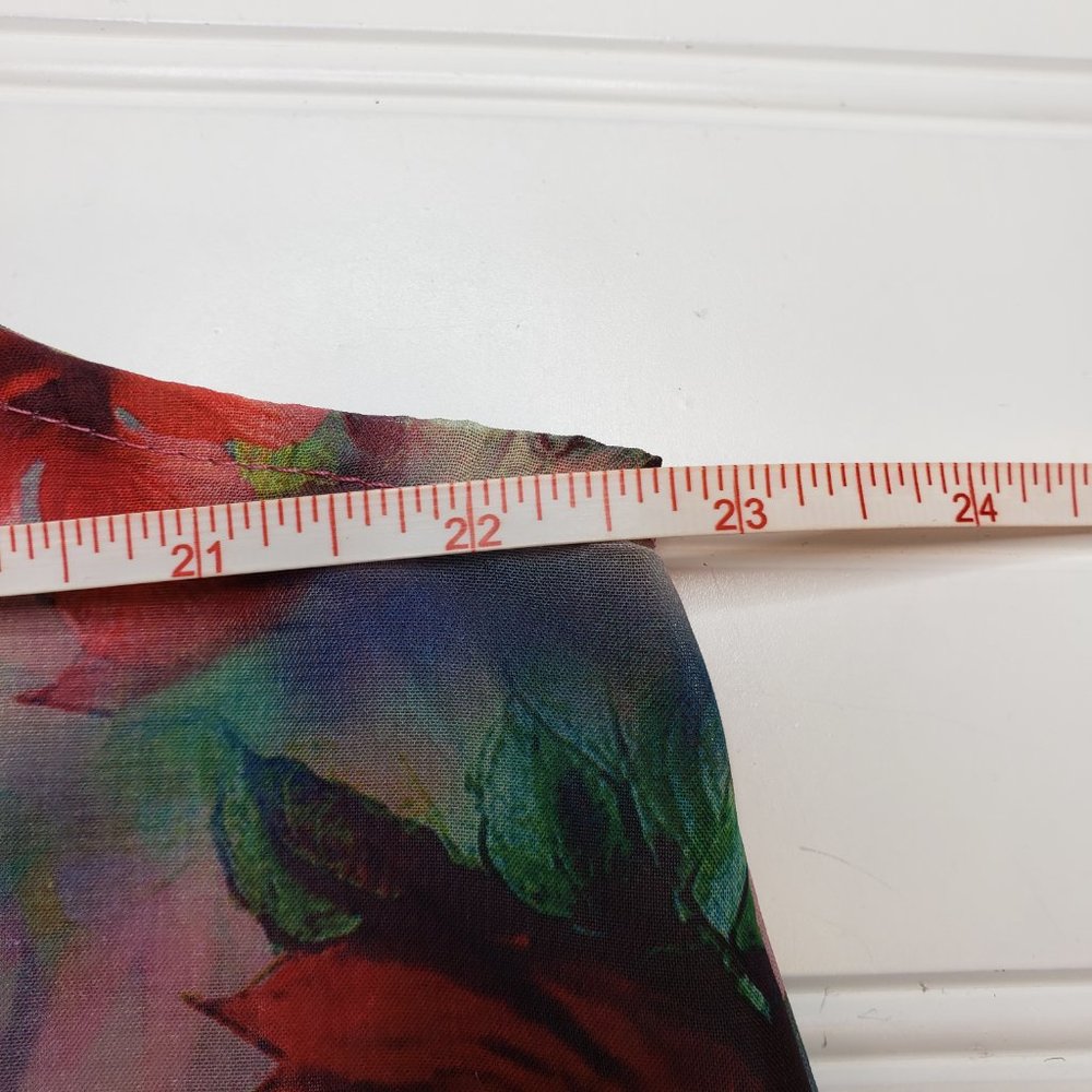 Robert Kitchen Canada Floral Sleeveless Button Up Sheer Bow Top XL MSRP $98 - Picture 7 of 9